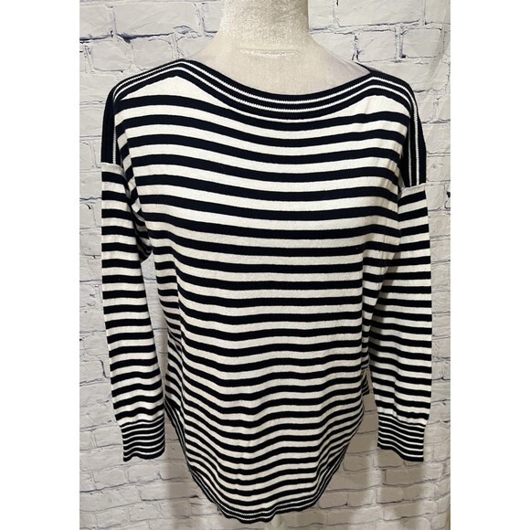 Ann Taylor LOFT Sweaters - Ann Taylor LOFT Sweater Knit Top White & Navy Blue Stripes Size Medium